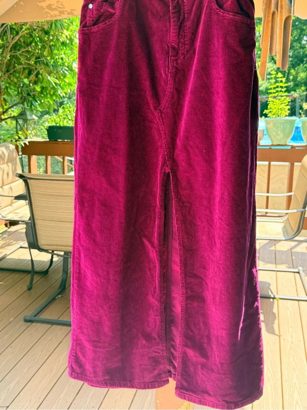 Anthropologie Plum Corduroy Maxi Skirt with Front Slit